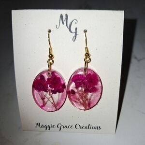 Handmade Pink Floral Earrings
